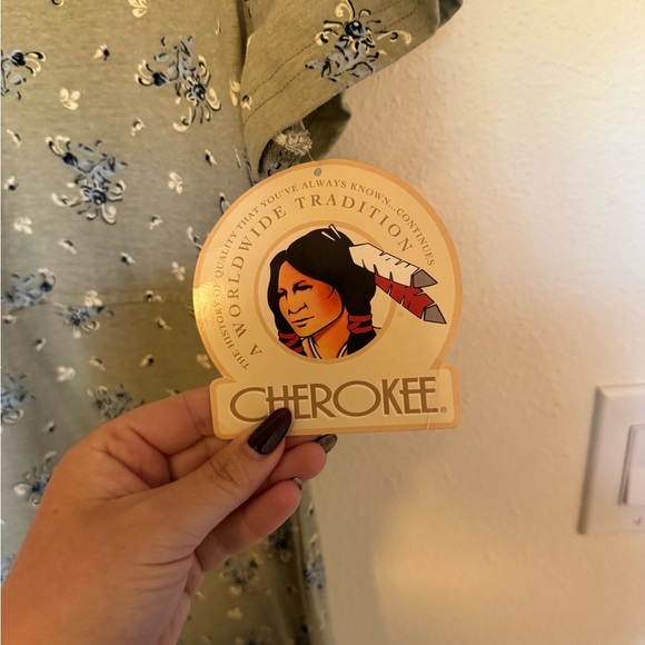 VTG NEW Y2K Cherokee Maxi Dress Floral 100% Cotton Size Medium Green NWT - Picture 5 of 6